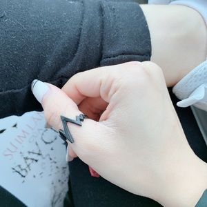 Black Electrocardiogram Shaped Ring